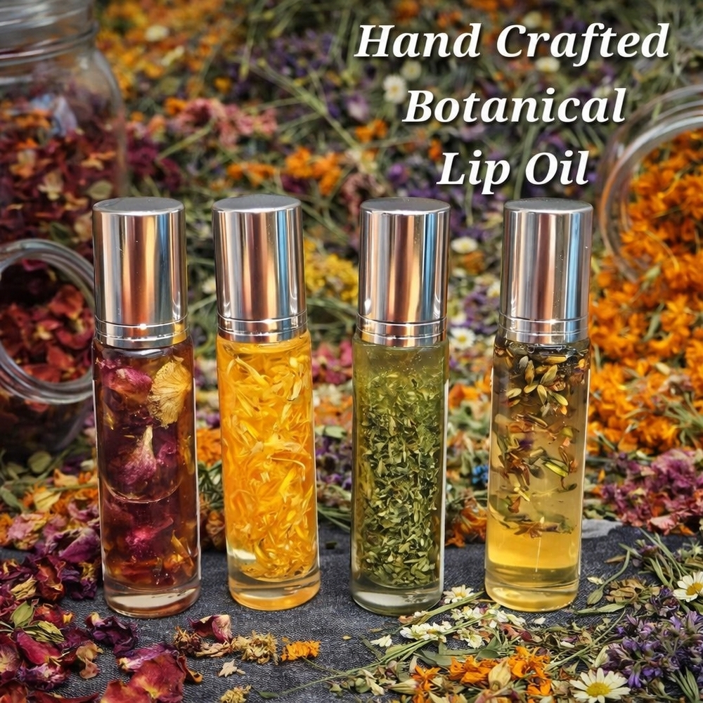 Hand Crafted Botanical Infused Roll On Lip Oil, Assorted Scents